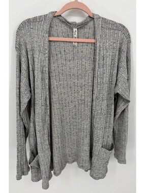 Simply Irresistible Womens Ribbed Open Cardigan With Pockets Gray XL